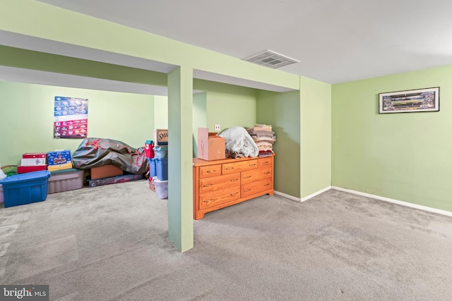 basement featuring carpet