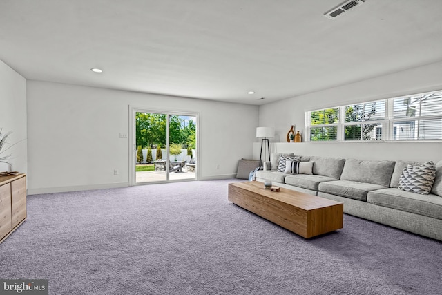 living room with carpet flooring