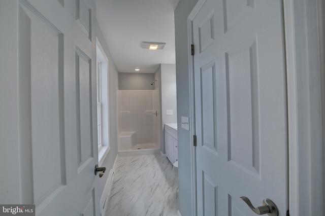 bathroom featuring walk in shower