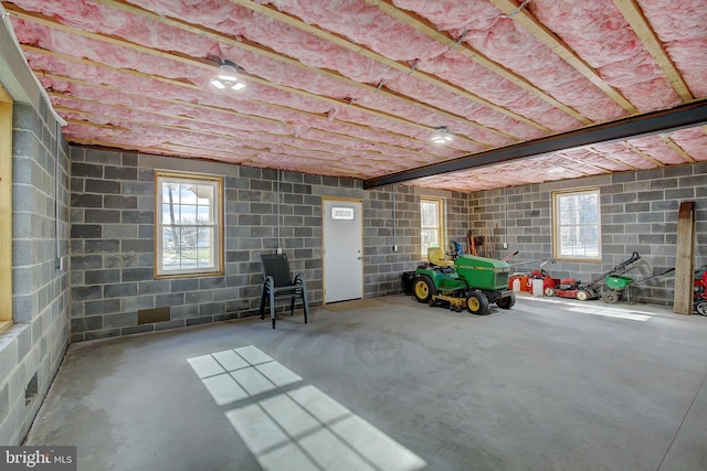 basement with a healthy amount of sunlight