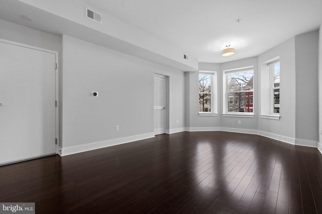 empty room with dark hardwood / wood-style floors