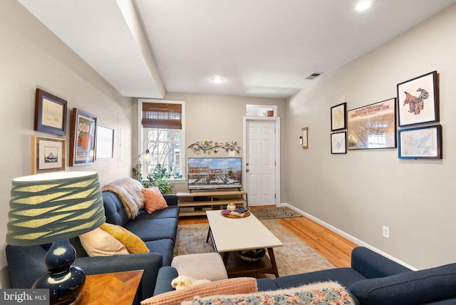 living room featuring wood-type flooring