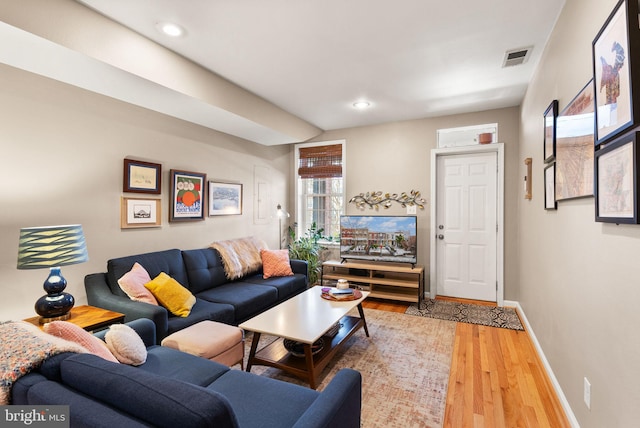 living room featuring wood-type flooring