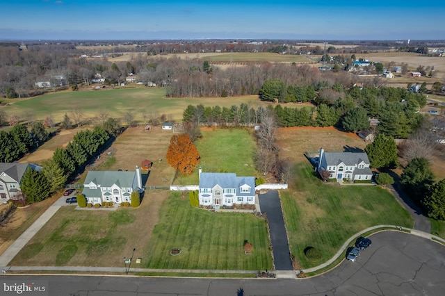 bird's eye view with a rural view