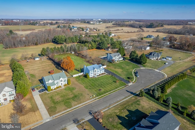 bird's eye view with a rural view