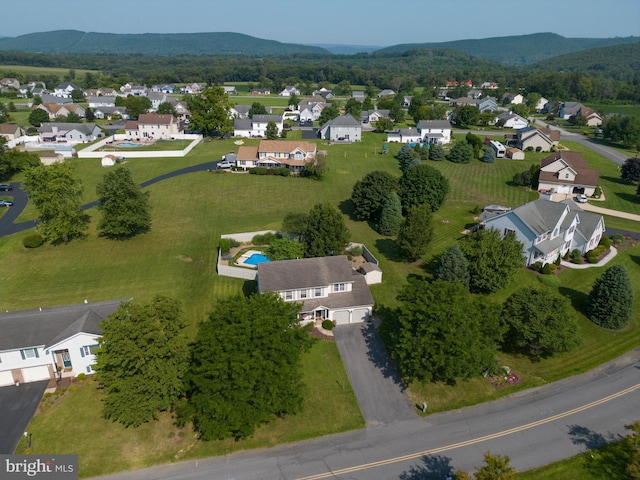 aerial view with a mountain view