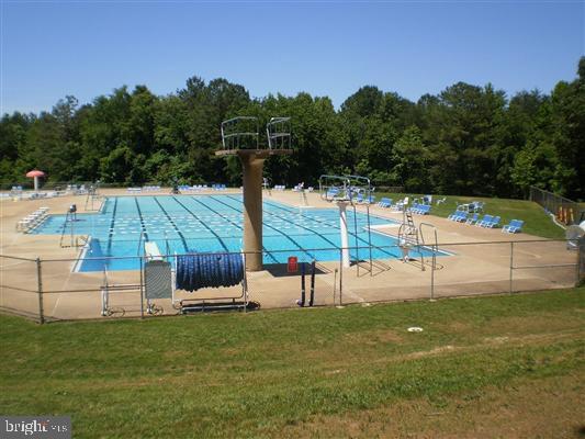 view of swimming pool with a yard and a patio area