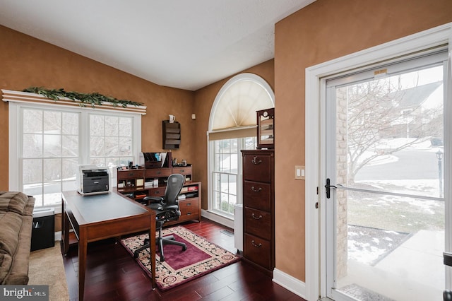 office with hardwood / wood-style flooring