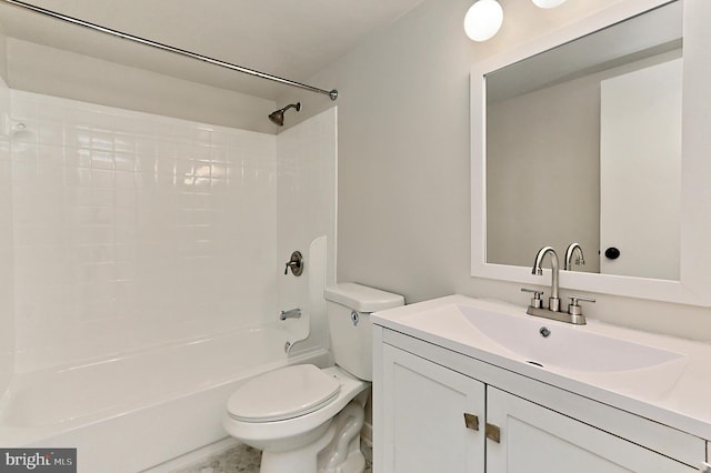 full bathroom featuring vanity, shower / bathtub combination, and toilet