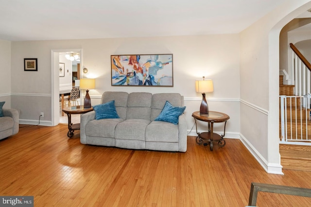 living room with wood-type flooring