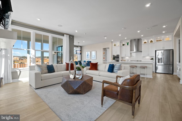 living room featuring light hardwood / wood-style flooring