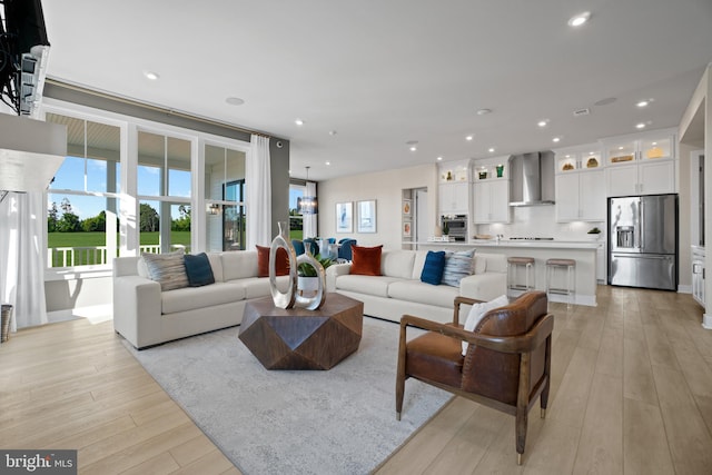 living room featuring light hardwood / wood-style floors