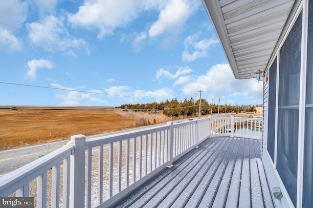 deck featuring a water view