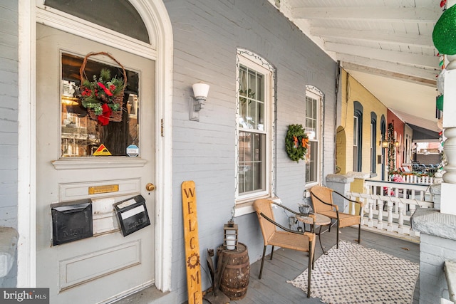 wooden deck with covered porch