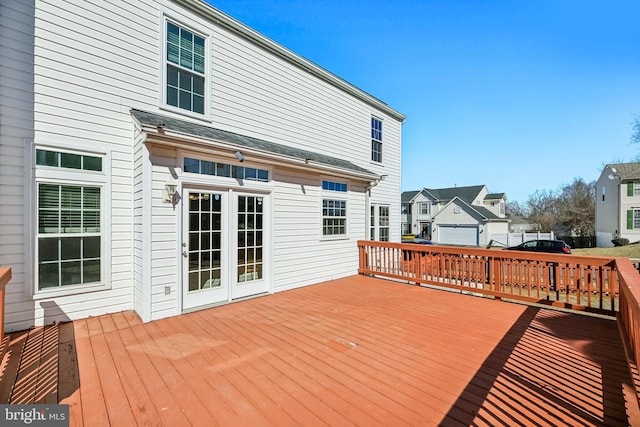 deck with a residential view