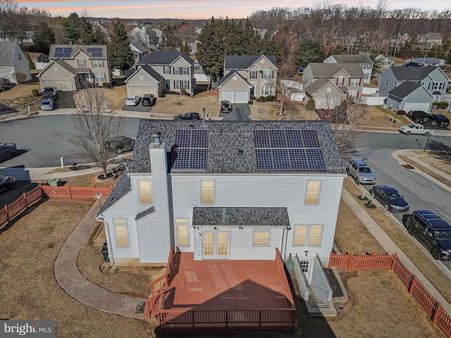 bird's eye view featuring a residential view