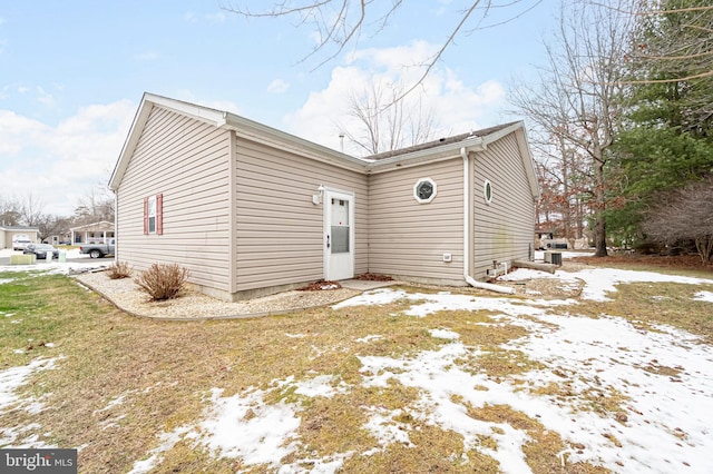 view of snow covered property