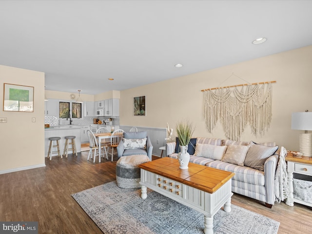 living room with hardwood / wood-style flooring