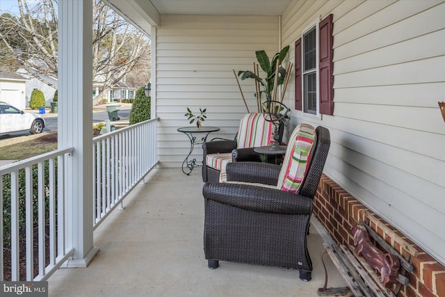 balcony featuring a porch