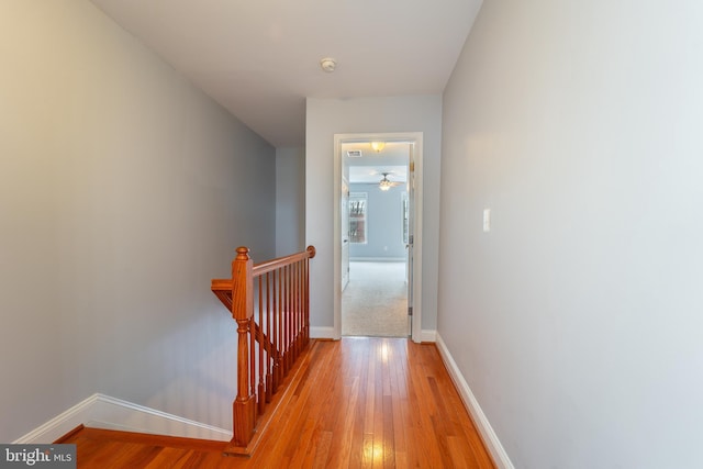 hallway with light hardwood / wood-style flooring