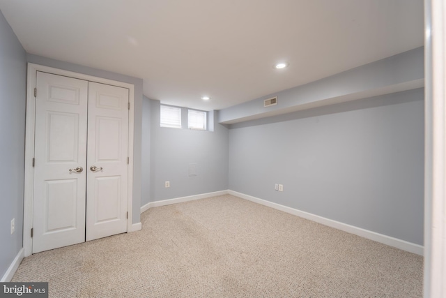 159 N Ellwood Ave, Baltimore, MD 21224 - basement featuring carpet floors, baseboards, recessed lighting, and visible vents