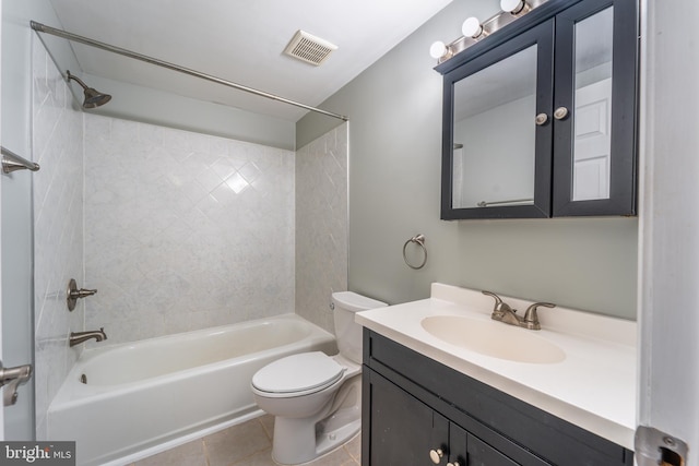 159 N Ellwood Ave, Baltimore, MD 21224 - full bath with visible vents, vanity, tile patterned flooring, toilet, and shower / washtub combination
