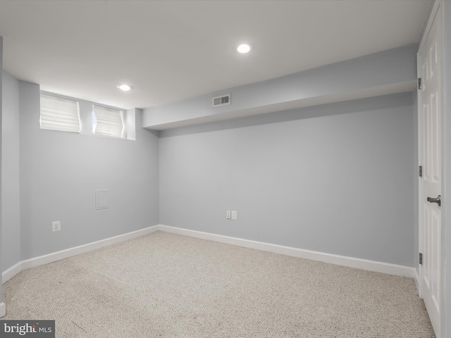 159 N Ellwood Ave, Baltimore, MD 21224 - basement featuring visible vents, recessed lighting, carpet, and baseboards