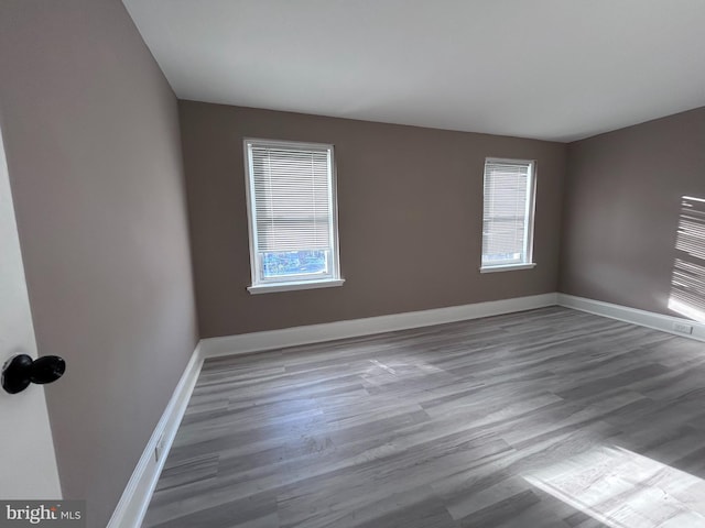 spare room with wood-type flooring