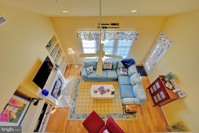 living room with hardwood / wood-style floors