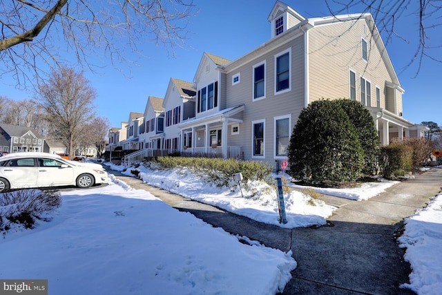 view of snow covered exterior