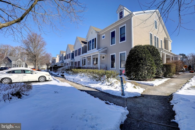 view of snow covered exterior