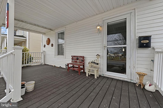 deck featuring covered porch