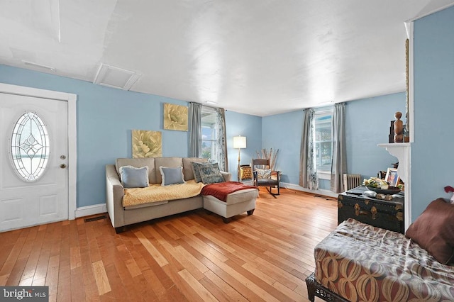 living room featuring light hardwood / wood-style floors