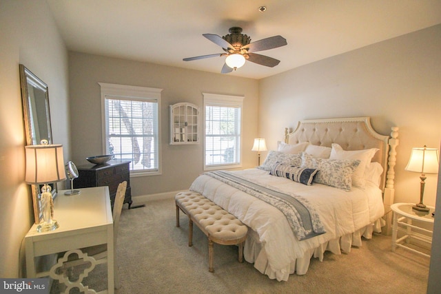 bedroom with carpet flooring and ceiling fan