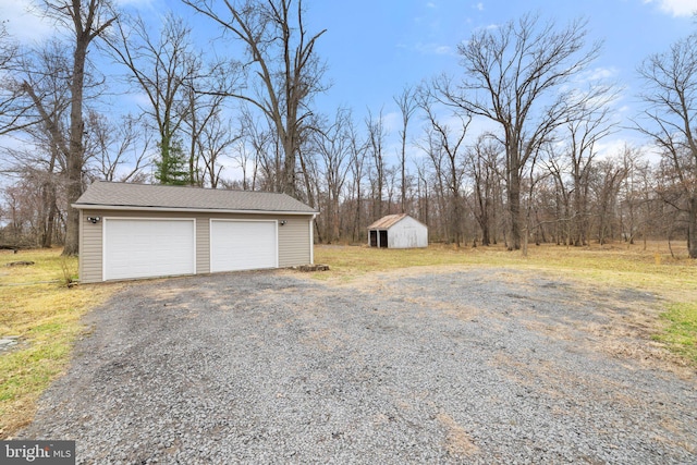 view of detached garage