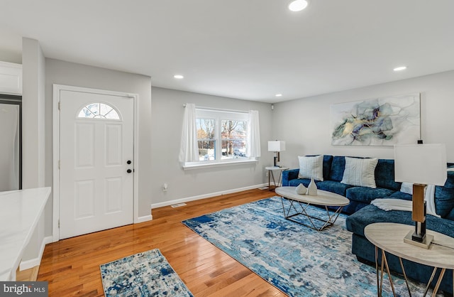 living room featuring light hardwood / wood-style flooring