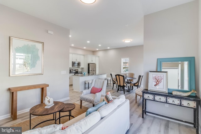 living room featuring light hardwood / wood-style flooring