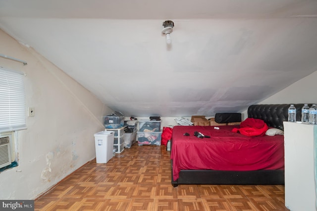 bedroom with parquet floors