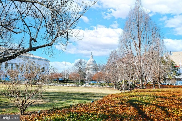 view of property's community with a lawn