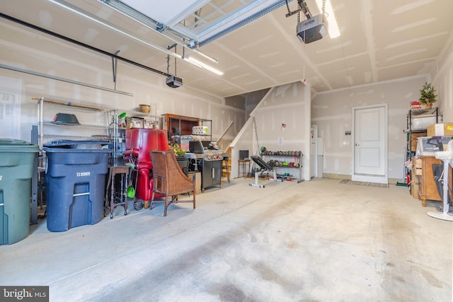 garage with a garage door opener