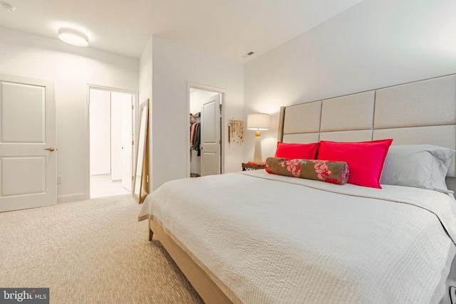 carpeted bedroom featuring a spacious closet