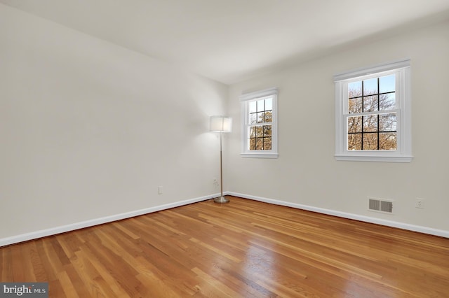 unfurnished room featuring light wood-type flooring and a wealth of natural light