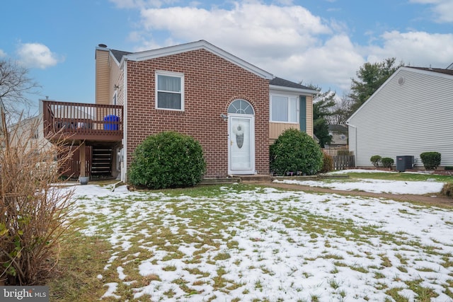 view of front of home with a wooden deck