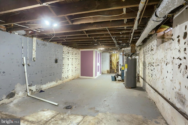 basement featuring water heater