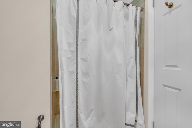 bathroom featuring a shower with shower curtain