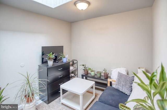 sitting room with carpet flooring