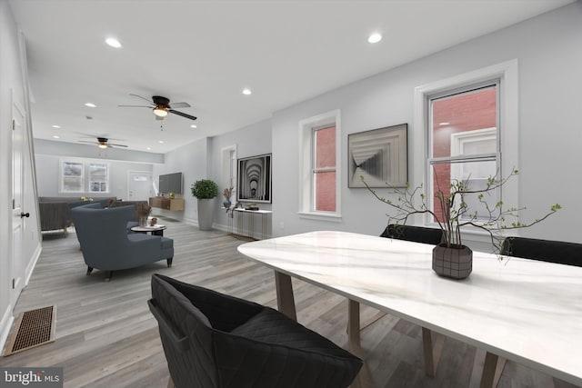 living room with light wood-type flooring