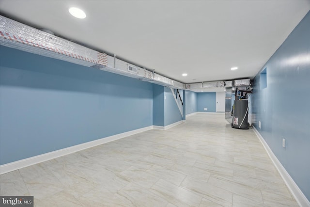 basement with water heater