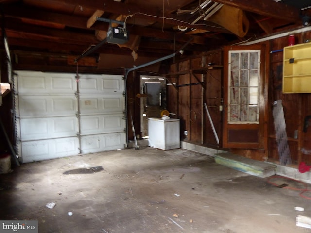 garage with a garage door opener