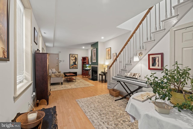 interior space with light hardwood / wood-style flooring